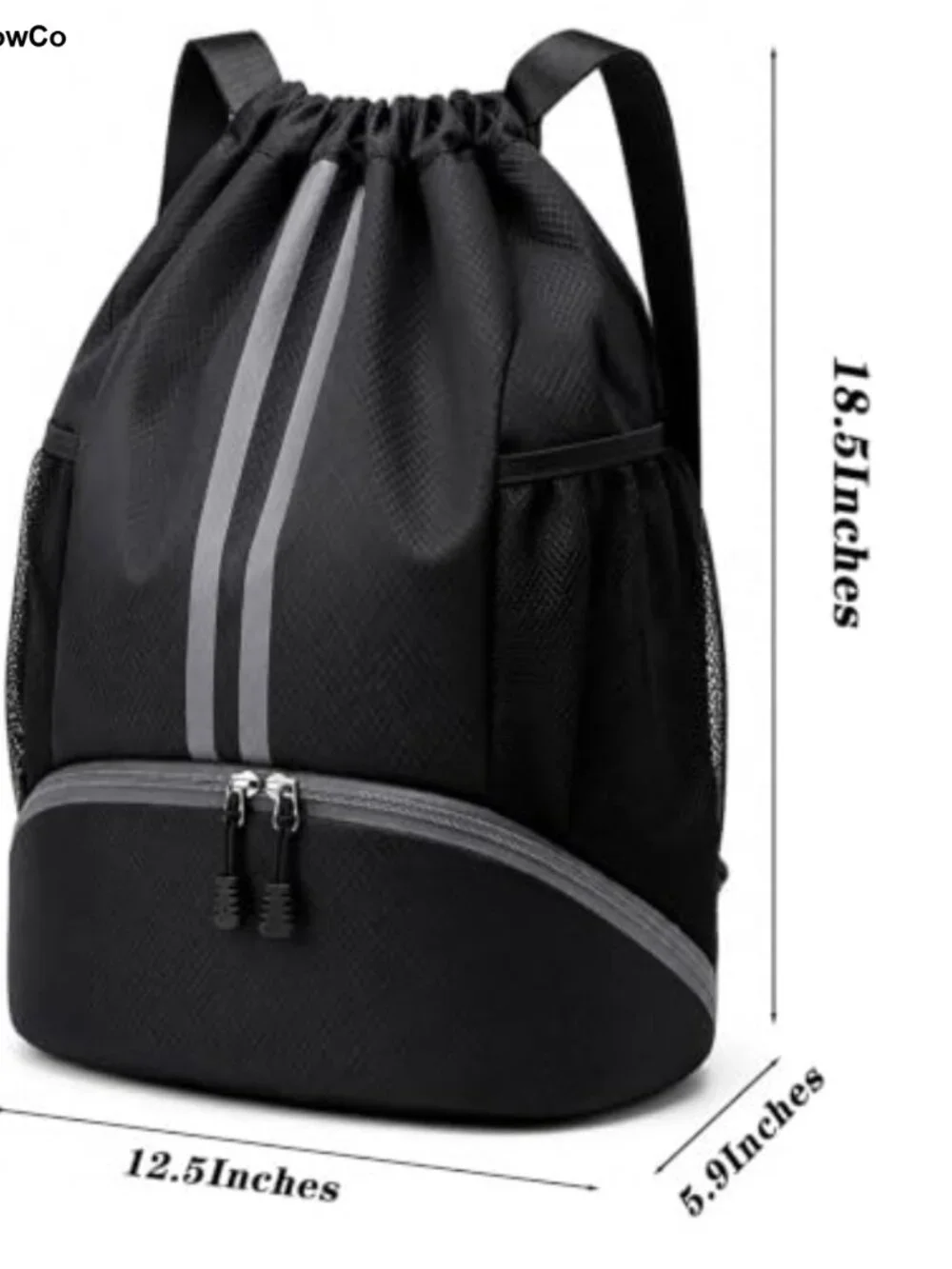 Waterproof Drawstring Backpack with Ball Compartment & Shoe Pocket